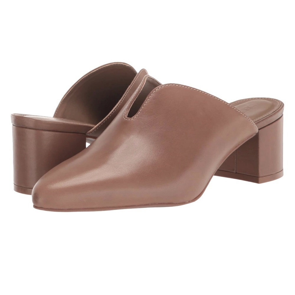 REBECCA ALLEN Women's The Block Mule Heeled Brown LEATHER Sandal Size 10 NEW
